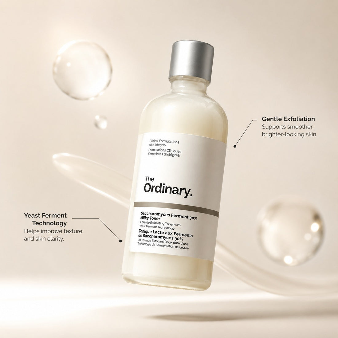 The Ordinary Saccharomyces Ferment 30% Gentle Exfoliating Milky Toner 100 mL✨