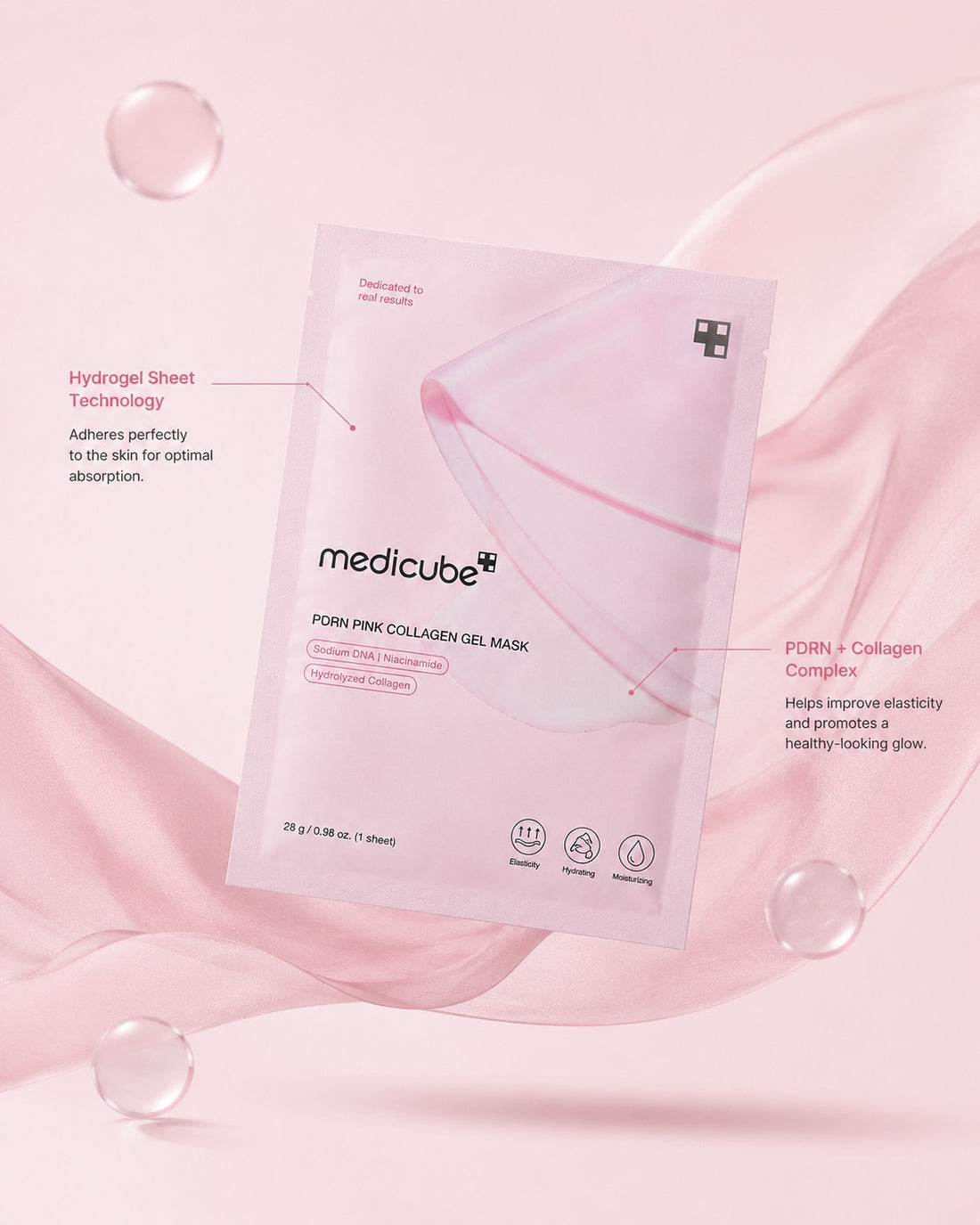 Medicube PDRN Pink Collagen Gel Mask (Pack of 4 – 28g each)
