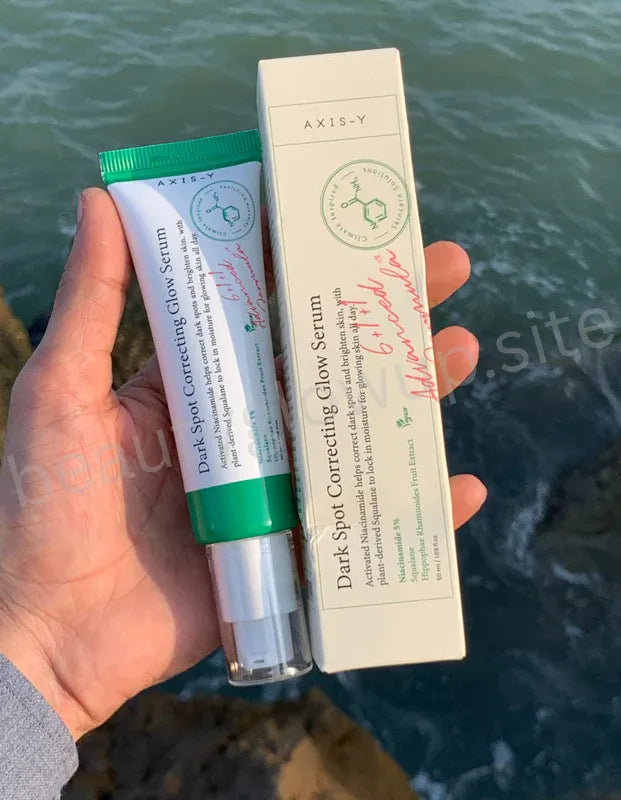 AXIS Y Vegan Collagen Eye Serum 30ml Korean eye care product seaside background