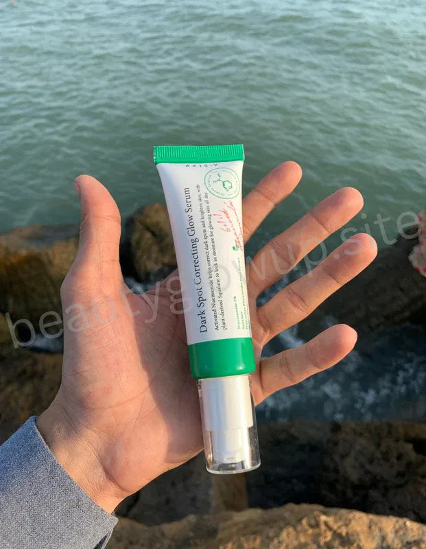 AXIS Y Vegan Collagen Eye Serum 30ml Korean eye care product seaside background